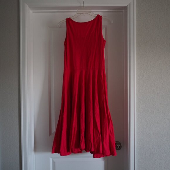 Svaha USA Red Sleeveless Twirl Dress Sz XS With Pockets 100% Cotton - Picture 4 of 8